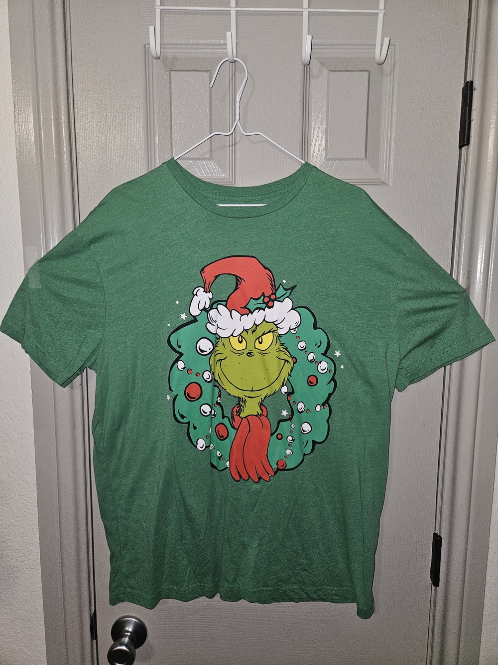 Dr. Seuss Green Grinch Holiday Graphic Tee with Red Accents